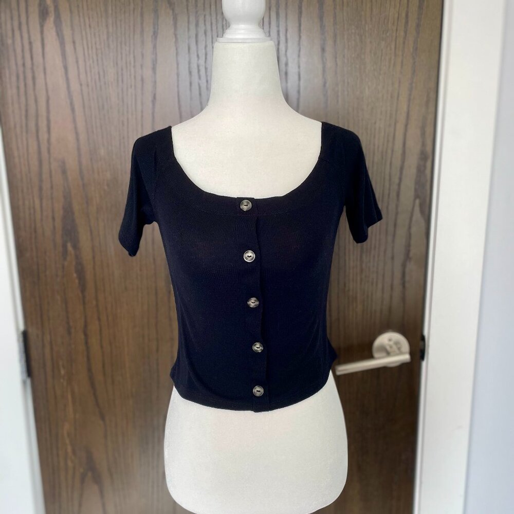 Black Ribbed Off the Shoulder Top